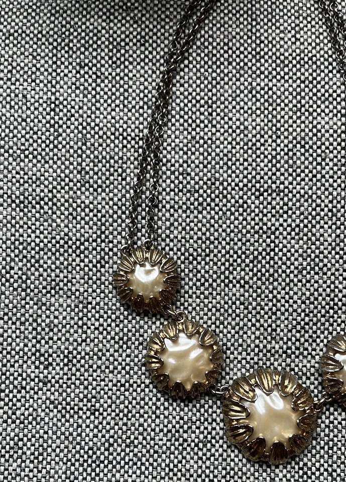 Collar llamativo vintage de oro y perlas como cabujón Foto 3 de 4
