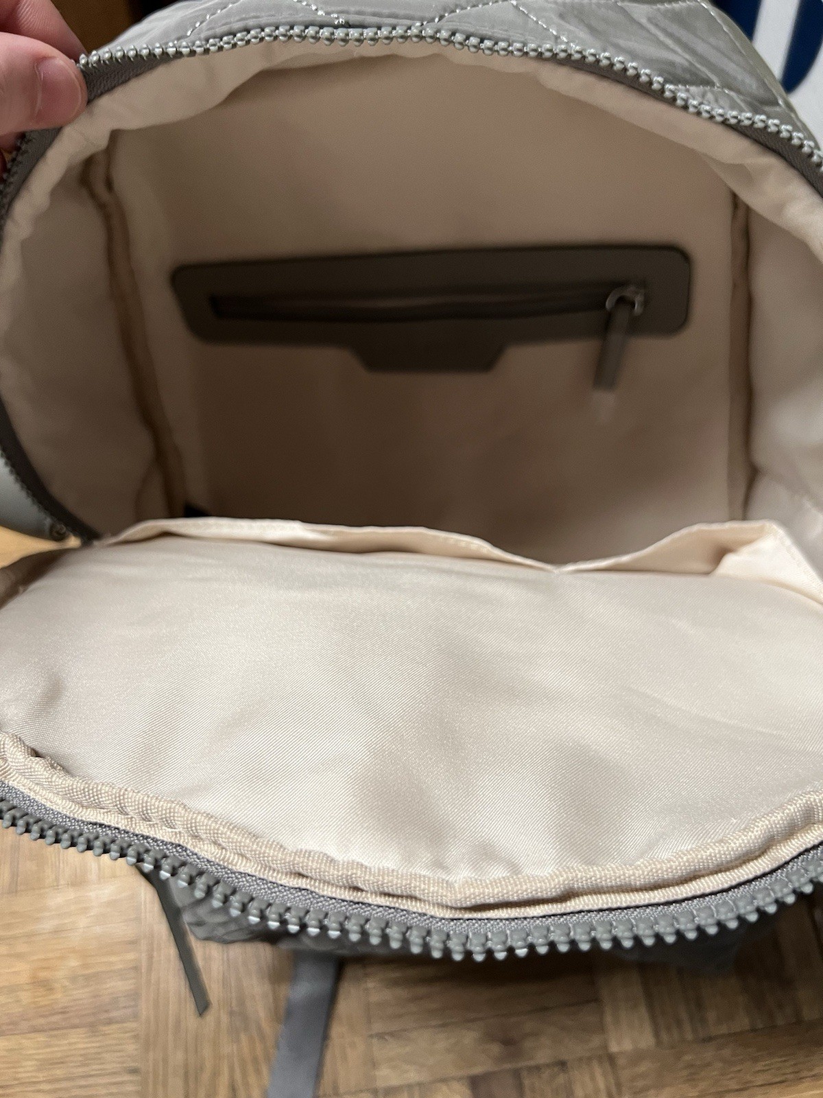 Rae Dunn Gray Quilted Backpack with Sophisticated… - image 6