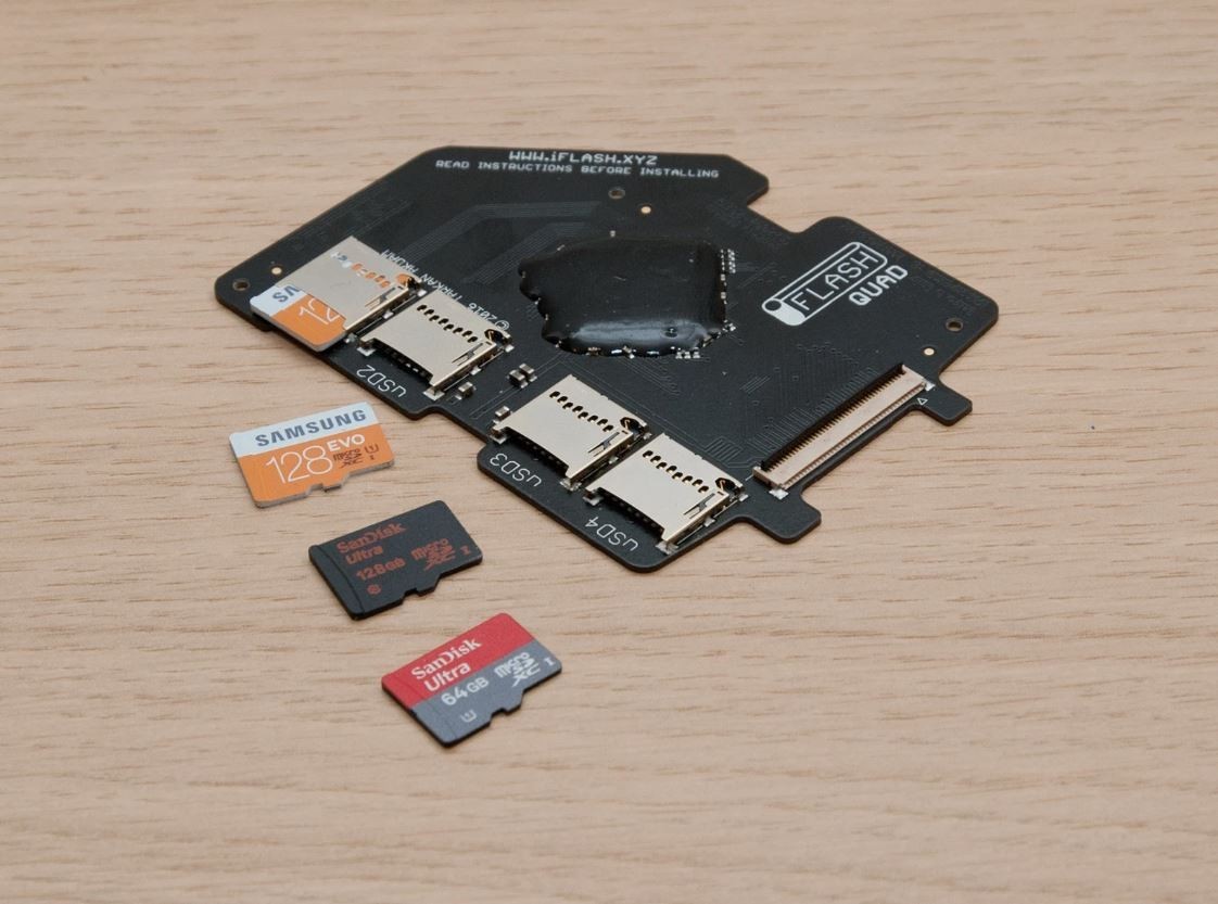iFlash Quad MicroSD Adapter iPod 5G 6G 7G Video Classic Upto 4x Micro SD Cards