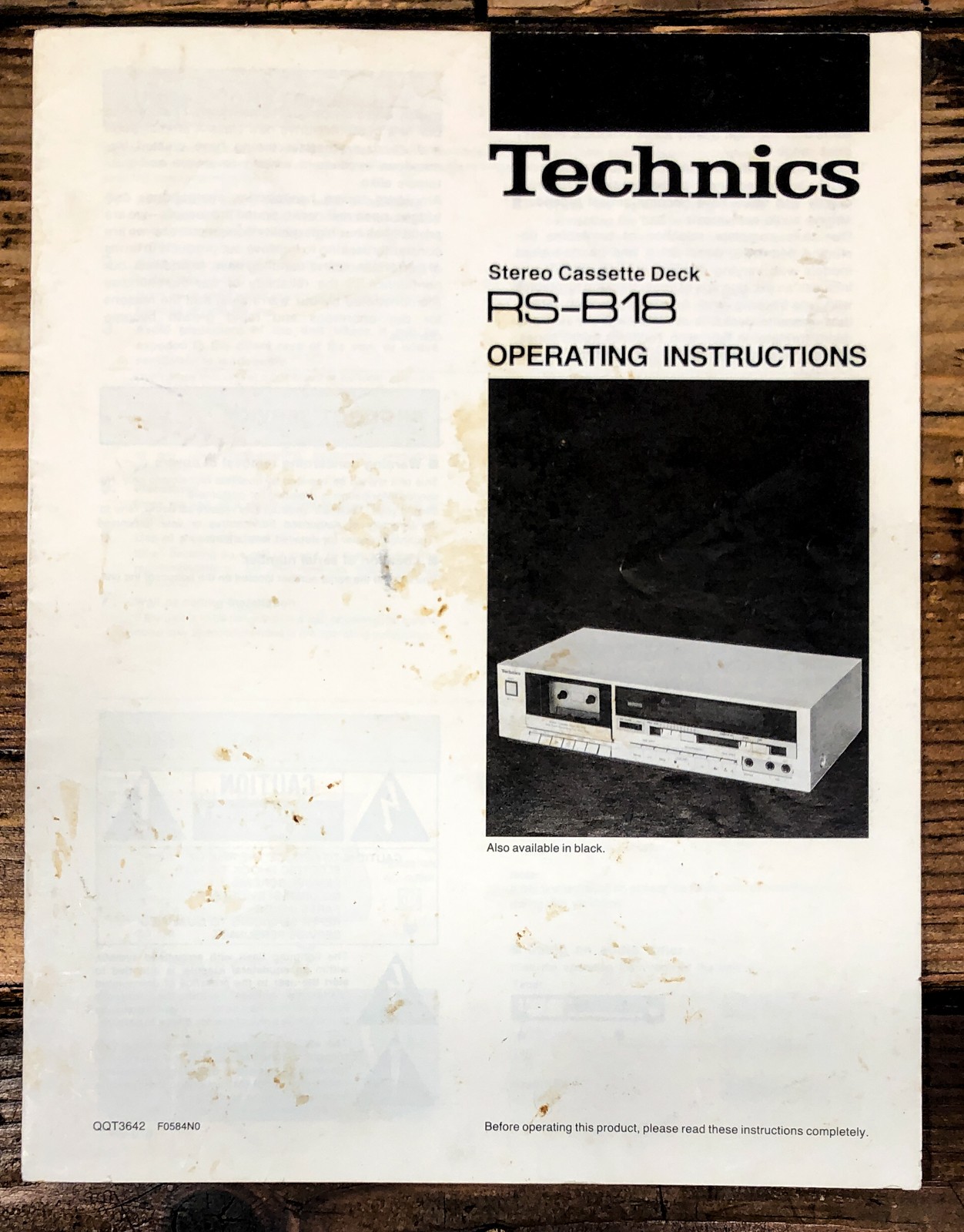 Technics RS-B18 Cassette Owners / User Manual *Original*