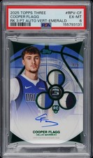 2025 TOPPS THREE RC 3 PATCH AUTO VERT EMERALD #RPV-CF COOPER FLAGG RC PSA 6