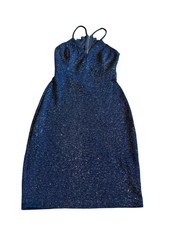 Windsor Navy Blue Glitter Bodycon Dress Lace Cutout Back Size Small Women's