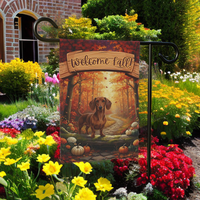 Welcome Fall Dachshund Garden Flag Double Sided 12x18 24x32 Outdoor