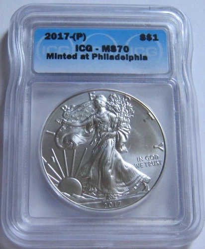 2017-(P) ICG MS70 Philadelphia AMERICAN SILVER EAGLE COIN ~Lowest 2017 Mintage~