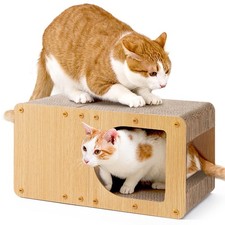 Cardboard Cat Scratcher House, 20-Inch Corrugated Cat Scratcher for Indoor Ca...
