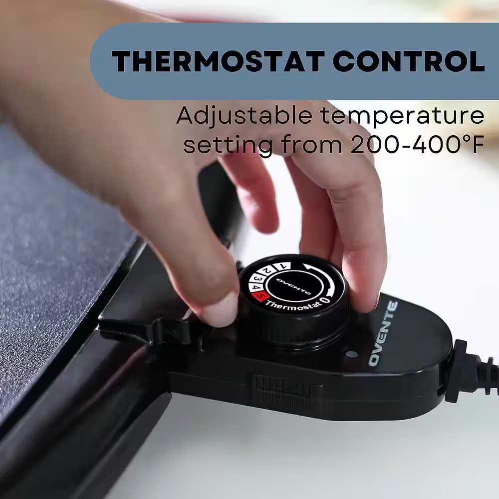 Electric Griddle Nonstick 16x10 Flat Top Grill Adjustable Temp Drip Tray 1200W