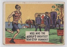 1957 Topps Isolation Booth Who was the world's greatest non-stop runner? #56 0s4