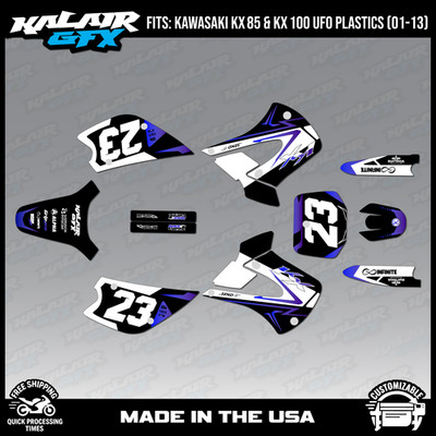 Graphics Kit for Kawasaki KX85 KX100 UFO Restyle 2001-2013 Evader Series-Purple