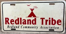 VINTAGE REDLAND TRIBE COMMUNITY LICENSE PLATE WETUMPKA ALABAMA Plastic
