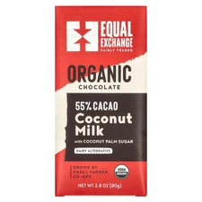 Organic Coconut Milk Chocolate,  With Coconut Palm Sugar, 55% Cacao, 2.8 oz (80