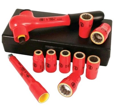  Wiha 31493 Drive Socket inch Set  3/8 Drive  1000 Volt, 10 Piece