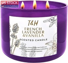 US Stock French Lavender Vanilla Candle 3 Wick 15.8 oz Soy Aromatherapy