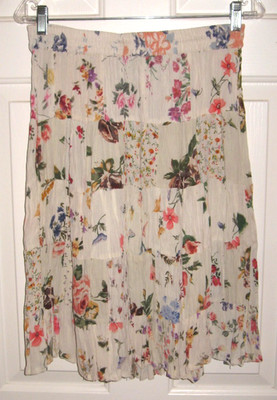 Silver Stream Broomstick Skirt Crinkle Vintage Midi Mini Skirt Floral Multi S-Lg