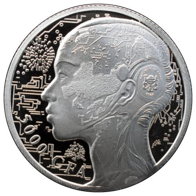 #ad 2023 Silver 1 oz Chad AI Artificial Intelligence BU Coin $91.00