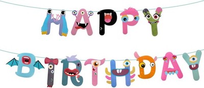 Oblique Unique  Happy Birthday Monster Girlande Banner zum Dekorieren Spielen 