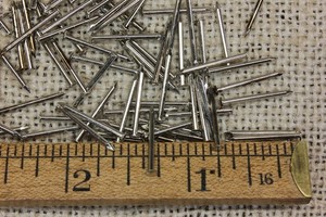 5/8” Nickel on BRASS BRADS 25 NAILS Round Head 18 gauge Escutcheon pins USA