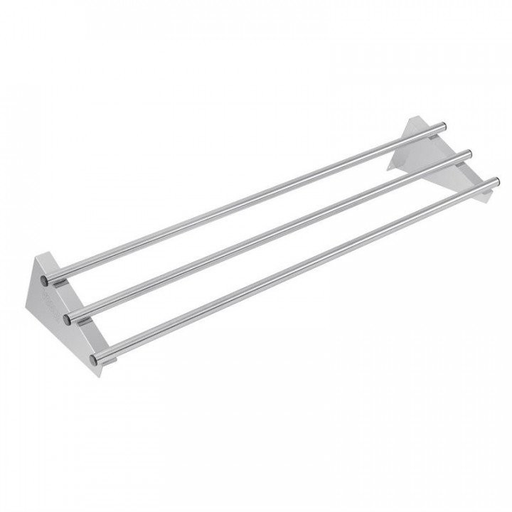 Étagère inox murale tubulaire en acier satiné durable 1200 mm
