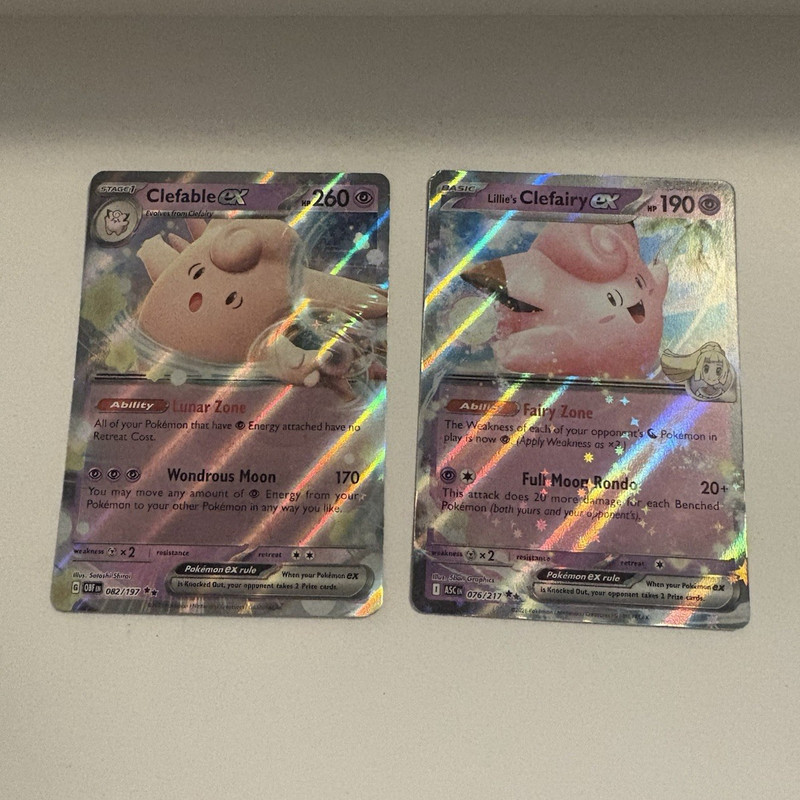 Clefable ex 082/197 Obsidian Flames & Lillie's Clefairy ex 076/217 Ascended Hero