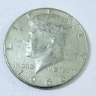 1966 Kennedy Half Dollar 40% Silver, Circulated Coin #7116