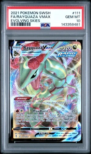 2021 Pokemon Sword & Shield Evolving Skies #111 Fa/Rayquaza Vmax PSA 10