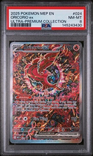 2025 Pokémon MEP Oricorio ex #024 Mega Charizard UPC Promo PSA 8 NM-MT