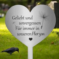 Grabschmuck Wetterfest Grabstecker Metall Herz Mit Spruch FüR Immer In Unsere...