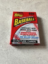 Topps baseball cards, factory sealed cello pack, 1991, 34 picture cards