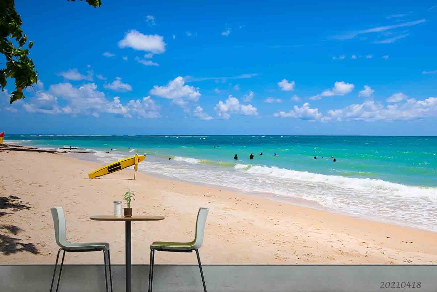 3D Sky Sea Beach Landscape Wall Murals Wallpaper Murals Wall Sticker