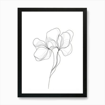 Strichzeichnung einer Blume 1 Kunstdruck gerahmtes Wandbild Poster Leinwanddruck Bild
