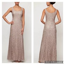 Alex Evenings Sequined Gown Mink Wedding Guest NEW Size 14