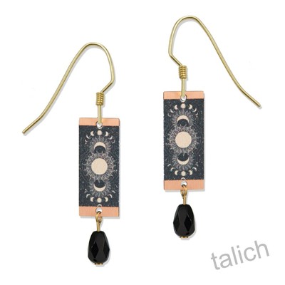 Lemon Tree Earrings Sun and Moon Phases with Bead Lightweight Handmade Unique