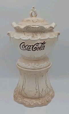 VINTAGE 1998 COCA-COLA VICTORIAN COOKIE JAR,SOFT PINK 15.5  TALL EXCELLENT