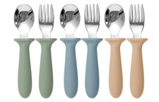 Toddler Utensils Set 6PCS Kids Forks Spoons Silicone Handle Stainless Steel