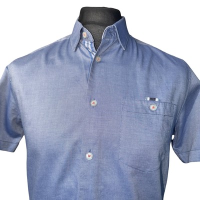 TED BAKER Hemd Herren Größe 3 passt wie MEDIUM (38'') Kurzarm Blau