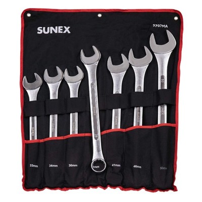 Sunex Tools 9707M Jumbo Metric Combination Wrench Set, 7Piece Includes Roll-Case