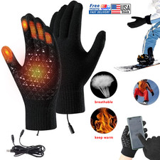 Heated Gloves Electric Rechargeable Battery Hand Warm Windproof Thermal Winter