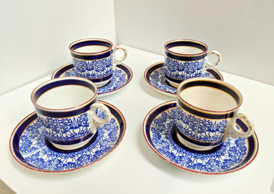 Rare Antique Worcester 4x Royal Lily cup & saucer sets demitasse c.1881 / 84 -AF
