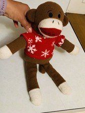 DanDee Collectors Choice Holiday Collection Sweater Brown Sock Monkey Knit Plush