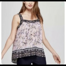 Knox Rose Medium Floral Tank Boho Pink Blue Mixed Print Sleeveless Top Blouse