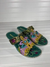 SOCOFY Floral leather sandals Women’s Size 42 Open-toe Summer Colorful