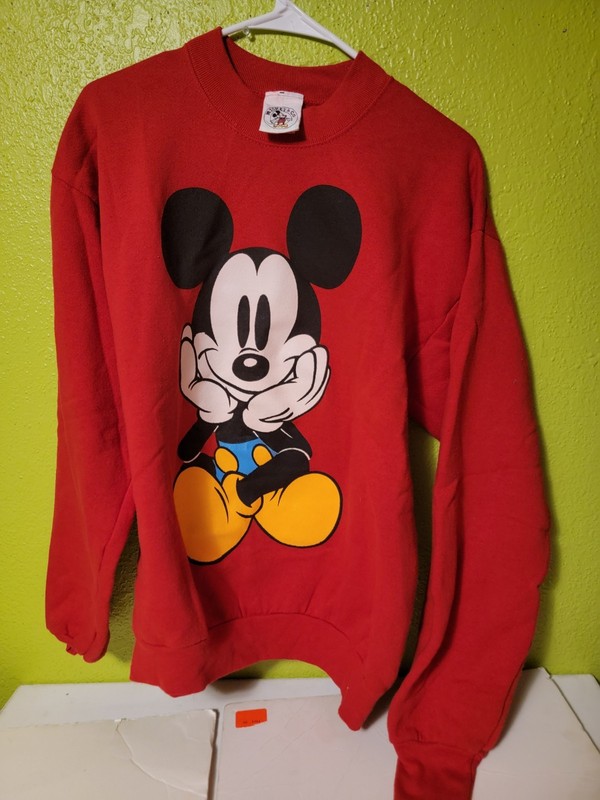 Vintage Mickey & Co Sweatshirt Mickey Mouse Double Sided Size Large USA EUC HTF