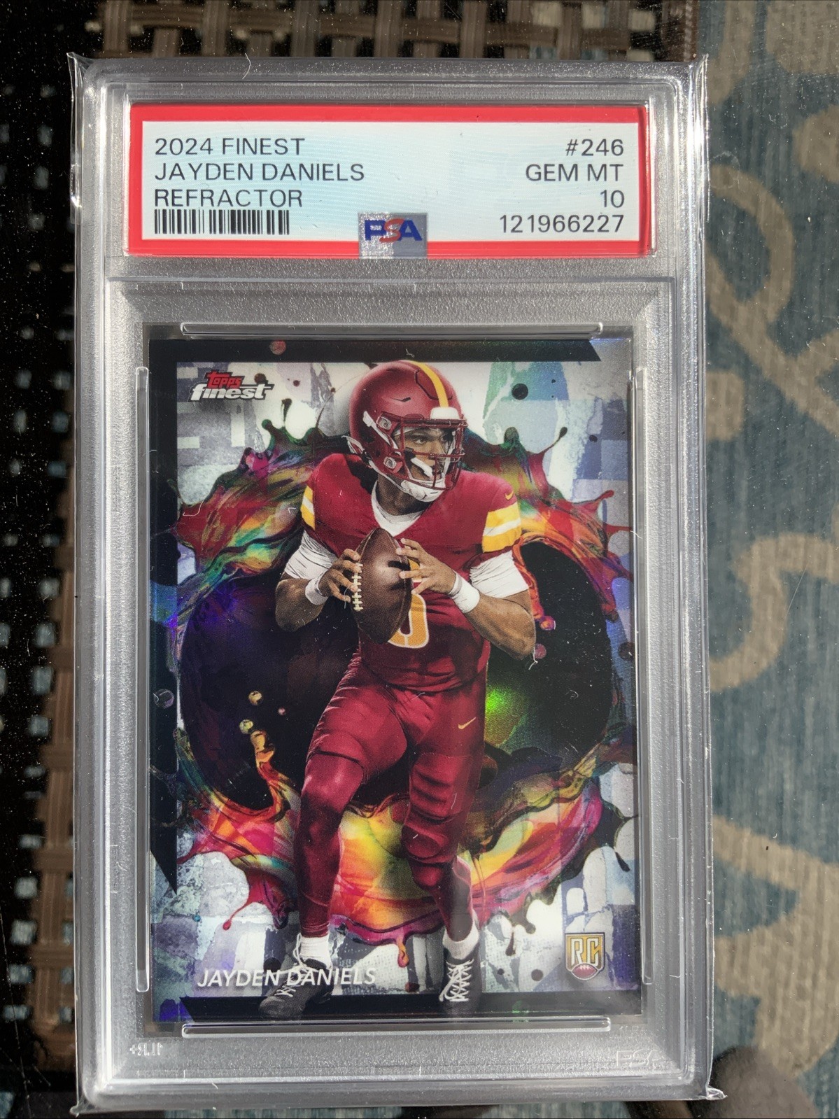 Jayden Daniels Topps Finest #246 Oil Spill Refractor