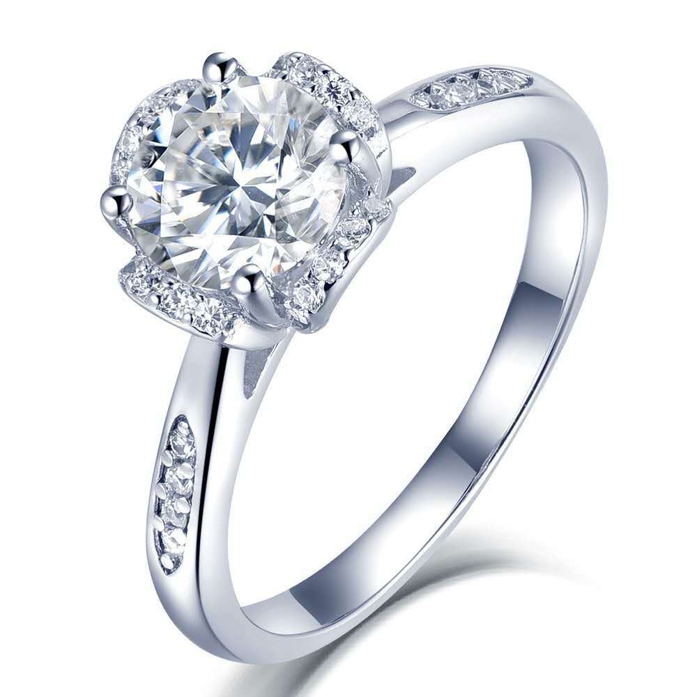 ★TATIANA★ [Silver 925] Moissanite 0.5 carat ring_DR0001 Real 1.7ct-4.7ct MOISSANITE Halo Engagement Promise Ring 925
