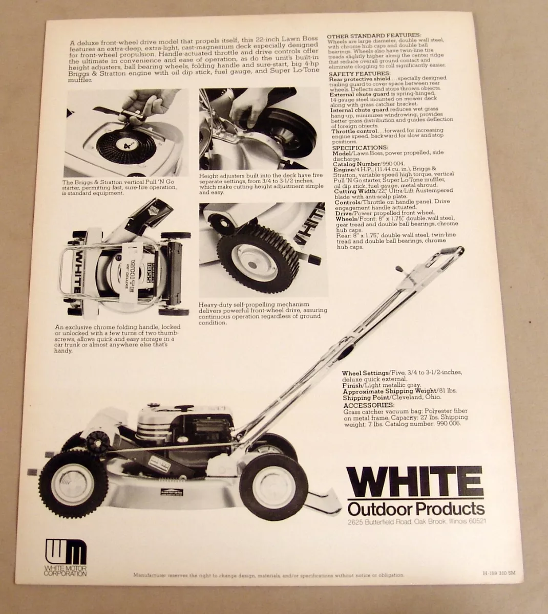 White outdoor self 2024 propelled lawn mower