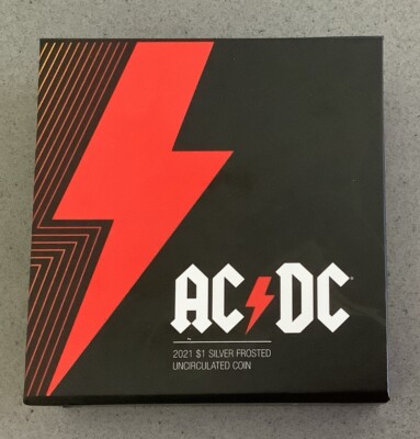 2021 AC/DC Silver Frosted Uncirculated $1 Coin & Case Issued by RAM ...