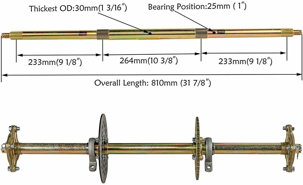 Diy Rear Axle Assembly Set Atv Replacement Parts GXYWADY 32-Inch Go Kart Rear Axle Kit - Complete ...