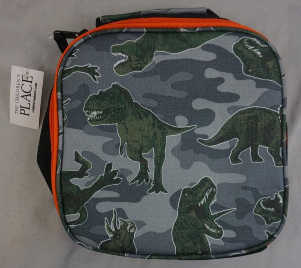 The Children's Place Boys Dino Lunch Box Black/Camo NWtags Free