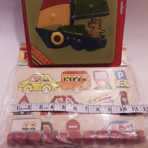 NOS Vintage Nursery Wooden Plastic Puzzles Montessori Boat Cars 1980's New preK - Picture 6 of 6