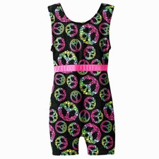 GIRLS PEACE BLACK DANCE GYMNASTICS BIKETARD LEOTARD SIZE 4 - 5 XSMALL NWT