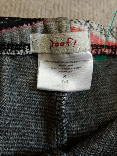 Poof Fleece Lined Legging Pants Girl Size S 7 8 Deer Aztec Design - Picture 3 of 4